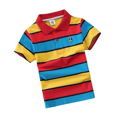 Kids Boys Girls Short Sleeve Striped Shirt Button Closure Comfortable & Soft Fabric Cool Top Boy Small Shirts Thermal Boys Long Sleeve Thermal Kids Top Boys Little Boy Thermals Boys Undershirts Size 8