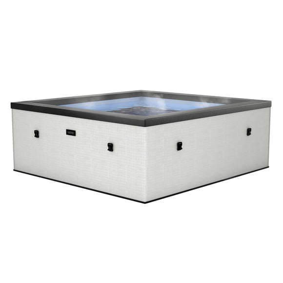 Wave GARDA, Hot Tub & Spa, Rigid Eco Foam Walls, All-in-One Integrated, 6 Person, Portable, Skin Changeable, Energy Efficient, Quiter, Square – PEBBLE RATTAN