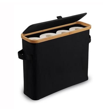 Fabric Bathroom Tissue Storage Basket, Visible Design Toilet Paper Holder for Countertop Bath Accessories Organizer