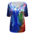 thumbnail image 3 of CHUANK Womens Clearance Plus Size Tops Fashion Woman Causal V-Neck Printing Blouse Short Sleeve T-Shirt Summer Tops, 3 of 4