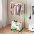 thumbnail image 2 of yeacher Portable Multi-Functional Rolling Clothes Rack with Laundry Basket, Space-Saving Single Pole Design for Bedroom, White, 2 of 6