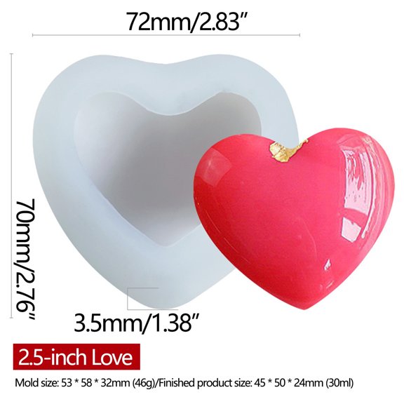 Moule à Dessert en Forme de Cœur pour Chocolat pour la Saint-Valentin Action de Grâce Mariage Pâtisserie et Fabrication de Bougies en Silicone 100 % Alimentaire
