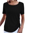 thumbnail image 1 of EQWLJWE Hauts d'Été pour Femmes Hauts pour Femmes Liquidation Mode pour Femmes Confortable Décontracté Col Rond Manches Courtes Haut Blouse, 1 of 6