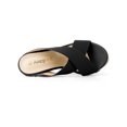 thumbnail image 4 of BLISSFUL STEP Women's Linen Platform Slide Wedge Open Toe Sandals, 4 of 6