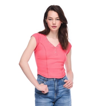 No Boundaries Women's Henley T-Shirt