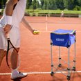 thumbnail image 3 of Stainless Steel Foldable Tennis Ball Hopper with Adjustable Height (76-95cm), 160-Ball Capacity, Portable Design with Casters & Dual-Zipper Opening for Easy Training - Black Nylon Sports Storage, 3 of 6