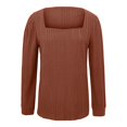 thumbnail image 3 of Meichang Puff Long Sleeve Shirts for Women Plus Size Square Neck Ribbed Knit Tops Solid Loose Fit Side Slit Hem Blouses Spring Trendy Women Tunic Tops, 3 of 5