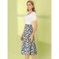 thumbnail image 4 of Unique Bargains Jupe Midi Décontractée à Imprimé Floral Évasée pour Femme,, 4 of 6