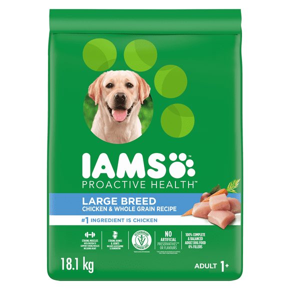 Iams Chicken & Whole Grains Recipe Adult Large Breed Dry Dog Food 18.1 kg