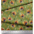 thumbnail image 2 of Soimoi Modal Satin Fabric Feather & Bird Cartoon Print Sewing Fabric Yard 42 Inch Wide, 2 of 3
