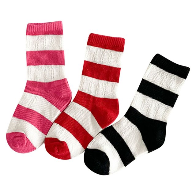 CHUANK Chaussettes Hautes Jusqu'aux Genoux pour Bébés Filles Chaussettes Courtes Motif Mignon d'Animaux à Pois Floraux Rouge 5-8 Ans