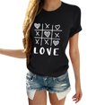 thumbnail image 1 of B91xZ Hauts Mignons pour Femmes Basiques en Coton Doux à Manches Courtes Col Rond, Noir S, 1 of 5