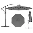 thumbnail image 1 of Gymax 10 FT Patio Offset Umbrella w/ X-shaped Base Infinite Tile & 360° Rotation Grey, 1 of 10