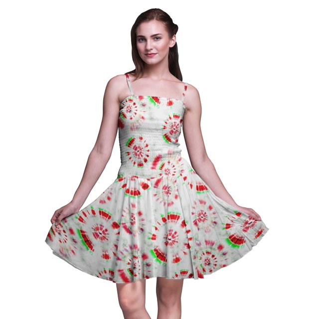 Bimba Robe d'Été Sans Manches Mini Fluide Teinture sur Nœuds pour Femme, Robe Soleil à Imprimé Floral - Grand