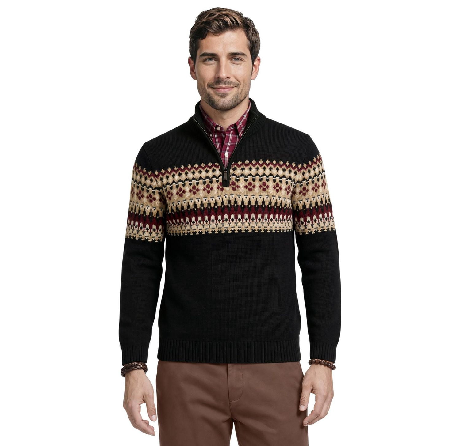 Chandail quart de zip Fair Isle pour homme IZOD, Tailles P-XXL