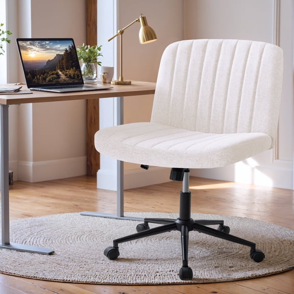 Homall Office Chair Height Adjustable Armless Chair Home Office Desk Chairs with Universal Wheels, Beige