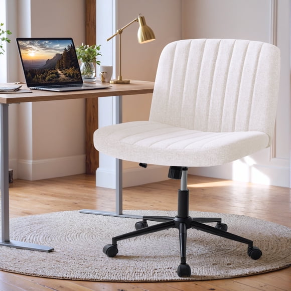 Homall Office Chair Height Adjustable Armless Chair Home Office Desk Chairs with Universal Wheels, Beige
