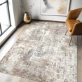 thumbnail image 1 of 4x6 Rug Washable Area Rugs: Abstract Modern Soft Stain Resistant Indoor Floor Accent Non Slip Carpet for Living Room Entryway Kitchen Bedroom Nursery Office Bedside Home House Decor- Brown, 1 of 17