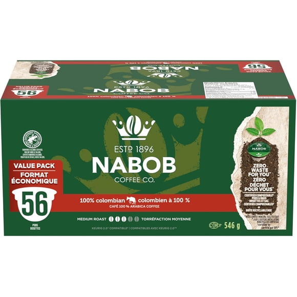 Pack of 2 - Nabob 100% Colombian Coffee Certified Compostable Pods, 546 g Box