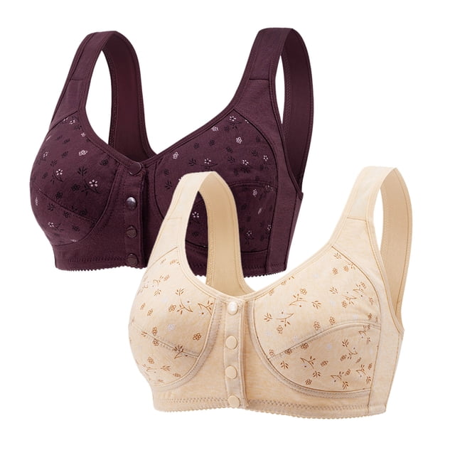 Womens Sports Bras Front Closure Non-Restrictive Fit Bra Plus Size With Wireless No Padding Bra D 85B