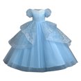 thumbnail image 2 of LOVZFMLL Jupe Princesse en Dentelle à Volants à Manches Courtes pour Filles Été Col Rond Broderie Nœud, 2 of 6