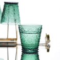thumbnail image 2 of Drinking glasses colorful glass - set of green water glasses with daisy pattern - vintage stackable water glass for drinks, cocktails, tea, 2 of 5
