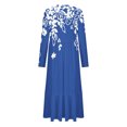 thumbnail image 4 of Erwazi Robe Midi à Manches Longues pour Femmes, Col Rond, Plissée, à Volants, Ligne A, Fluide, Printemps Automne, Décontractée, avec Poches, 4 of 4
