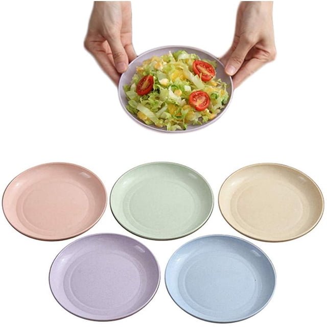 Petite Assiette à Dessert en Paille de Blé, Service de Table Vaisselle, Assiette à Dîner, Apéritifs, Plat à Assaisonnement Sauces Sel Collations Petite Assiette, Robuste, Micro-Ondes, 15cm (10 Pcs)
