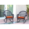 thumbnail image 2 of Jeco Wicker Rocker Chair in Espresso with Orange Cushion (Set of 2), 2 of 2