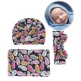 thumbnail image 3 of Newborn Swaddle Printed Wrap Quilt Photography Wrap Cloth + Hat + Headband 3-Piece Set, 3 of 3