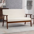 thumbnail image 2 of HOMCOM Loveseat Sofa Modern 2 Seater Couch with Rubber Wood Legs, Cream White, 2 of 10