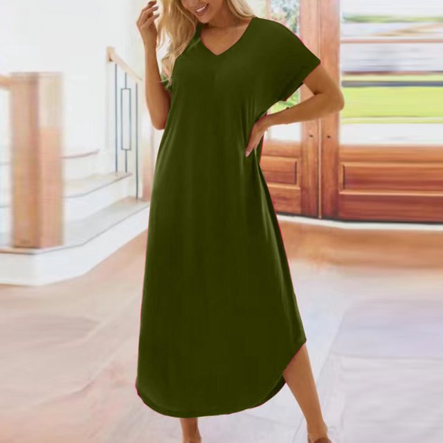 EGNMCR Robes de Fête pour Femmes Nouvelle Robe d'Été pour Femmes Ajustée à Manches Courtes Robe T-shirt Colorée