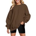 thumbnail image 2 of Aboser Chandails à Col Rond pour Femmes, Coupe Ample, Décontractés, Unis, Chandail à Enfiler, Ample, Doux, Manches Longues, Blouse, Hauts, Tenues d'Automne 2024, 2 of 4