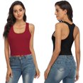 thumbnail image 4 of Charmo Crop Tank Tops for Women Built-in Shelf Bra Racerback Cotton Sports Crop Top 2 Pack, 4 of 6