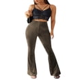 thumbnail image 4 of Women Bootcut Yoga Pants Tummy Control Workout Bootleg Velvet Trouser, 4 of 5