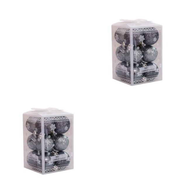 Decodeary 12pack/lot Wedding New Year Navidad Pendant Ball Enought Quantity For Magical gray 2Set