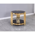 thumbnail image 1 of K-Living Venus End Table with Black Glass Top & Gold Polished Stainless Steel Base, 1 of 6