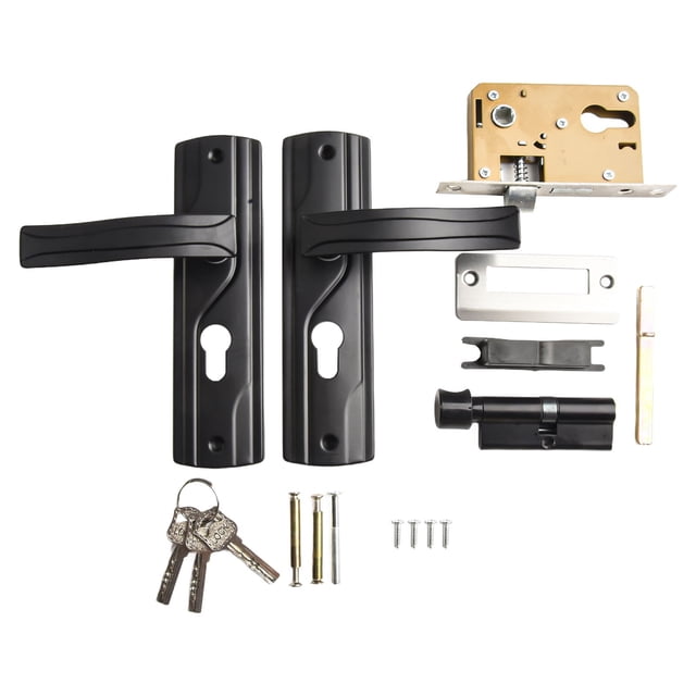 Door Handle Lock Keys Door Lock Set Bedroom Set Black Big Knob Manganese Steel
