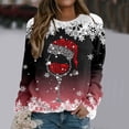 thumbnail image 1 of TIMIFIS Chandail de Noël Surdimensionné pour Femmes, Décontracté et Mignon, Imprimé Flocon de Neige et Verre de Vin Rouge, Col Rond, Chandail à Enfiler, Cadeaux pour Femmes pour Noël, 1 of 5