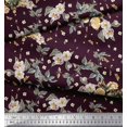 thumbnail image 3 of Soimoi Poly Georgette Fabric Leaves,Moth & Magnolia Floral Decor Fabric Printed Yard 52 Inch Wide, 3 of 3