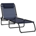thumbnail image 1 of Outsunny Folding Lounge Chair, Chaise Lounge with Headrest, Dark Blue, 1 of 10