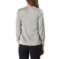 thumbnail image 3 of INSPIRE CHIC Women's Ruffle Neck Bubble Sleeve Elastic Cuff Button Office Blouse XL Gray, 3 of 7