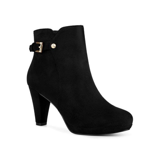 Unique Bargains Bottines à Talon Bloc à Plateforme pour Femme (Noir 6)
