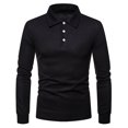 thumbnail image 1 of RXIRUCGD Men's Long Sleeved Solid Color Button Up Collar Top, Black, Size: S, 1 of 8