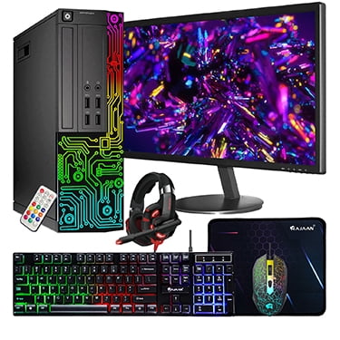 Dell Optiplex Small Desktop Computer (SFF) PC | Quad Core Intel i5 (3.2GHz) | 8GB DDR3 RAM | 256GB SSD | 24 Inch Monitor | RGB Gaming Keyboard & Mouse | Gaming Headset | Windows 10 Pro - Refurbished