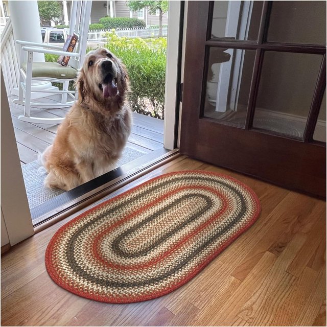 Tapis Tressé en Jute Premium Chester par Homespice, Ovale Rouge 20 x 30, Réversible, Fil de Jute Naturel Rustique, Campagnard, Primitif, Style Ferme - Achat Sans Risque de 30 Jours