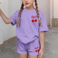 thumbnail image 3 of Robe d'Été avec Manches Ensemble de Loisirs d'Été pour Enfants Col Rond Manches Courtes Haut et Shorts Ensemble Deux Pièces Mignon Ensemble d'Été, 3 of 6