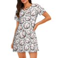 thumbnail image 1 of Kdxio Mignon Imprimé Baseball Chemise de Nuit pour Femmes Vêtements de Nuit Manches Courtes Chemise de Nuit Décontractée Imprimé Robe de Nuit Ample Confortable Pyjama, 1 of 6