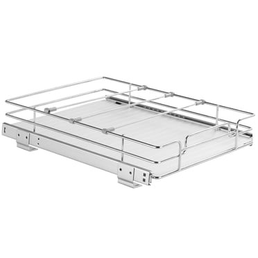 KFFKFF 12"W x 17"D Cabinet Storage Solution, Robust Pull Out Pantry Racks, Steel with Chrome Finish Slide Out Drawers, Glide Out Storage for Household, Interior Kitchen Cabinet, Bathroom