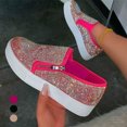 thumbnail image 1 of Stylish Women Slip On Shiny Rhinestone Zipper Platform Shoes Low-cut Sneakers, 1 of 8